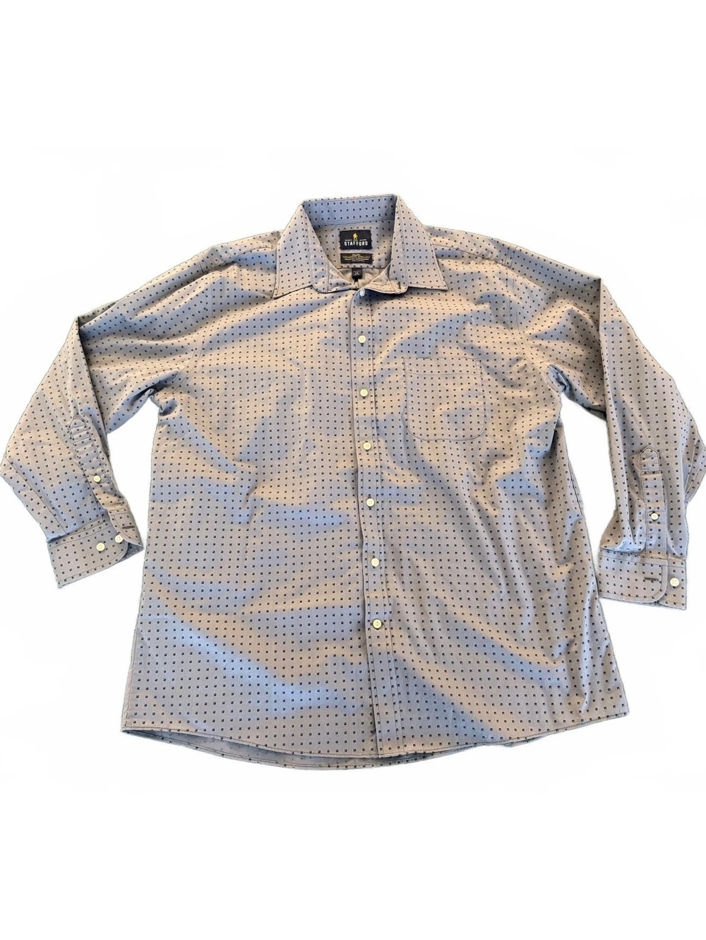 St. John's Bay Men's Long Sleeve Dress Shirt Blue with Small Square Pattern